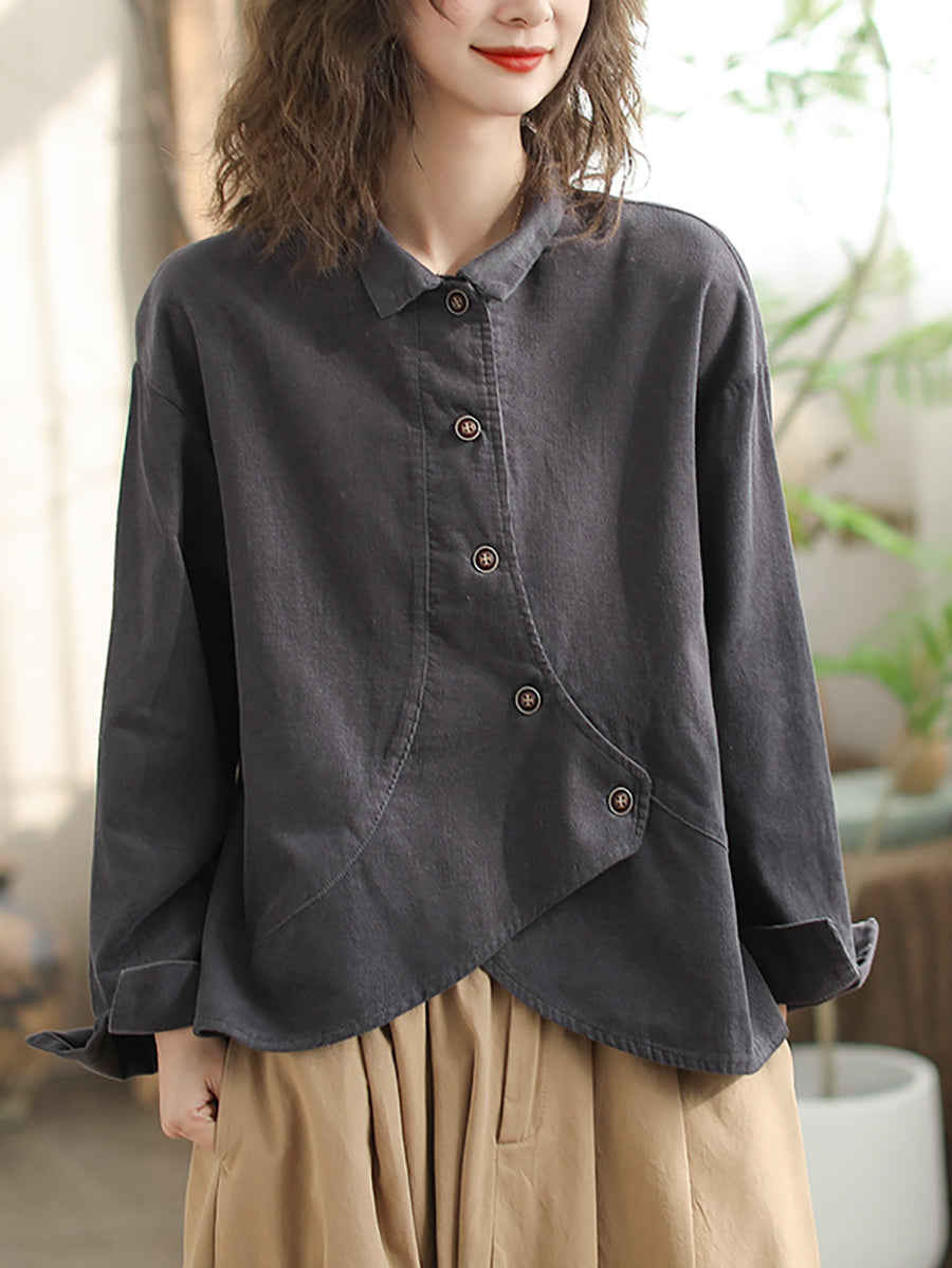 Chemise Grande Taille Femme — Style Vintage Fermeture Croisée Coton