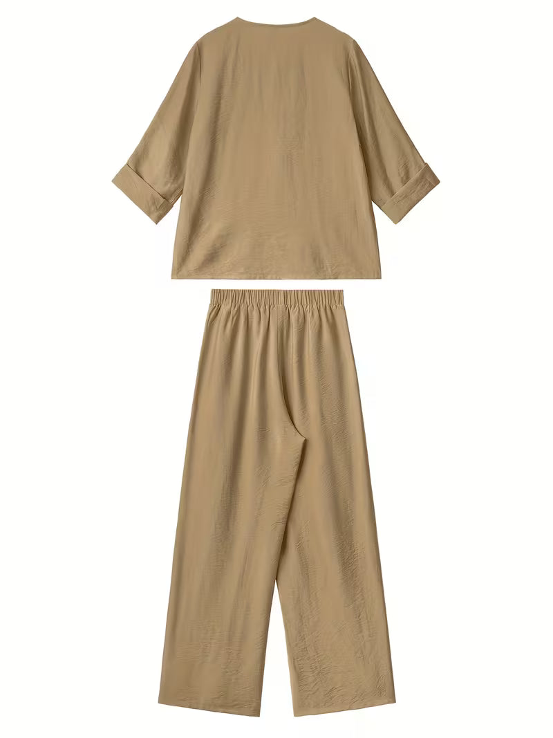 Ensemble Élégance Fleurie Brodée – 2 Pièces Femme