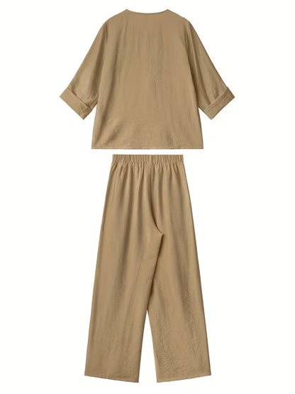 Ensemble Élégance Fleurie Brodée – 2 Pièces Femme