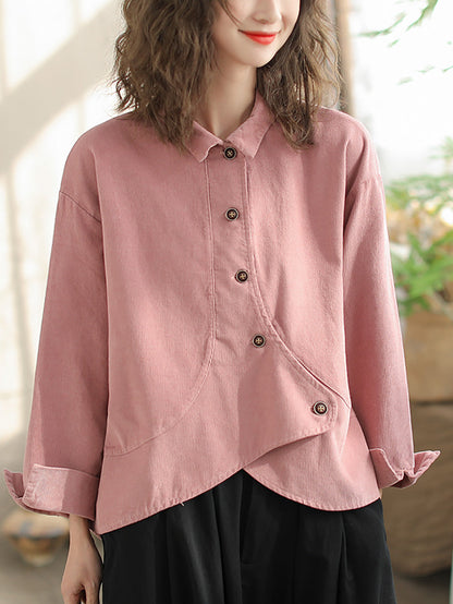 Chemise Grande Taille Femme — Style Vintage Fermeture Croisée Coton