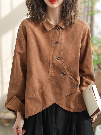 Chemise Grande Taille Femme — Style Vintage Fermeture Croisée Coton
