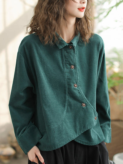 Chemise Grande Taille Femme — Style Vintage Fermeture Croisée Coton